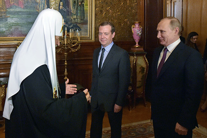 Патриарх Кирилл, Дмитрий Медведев и Владимир Путин